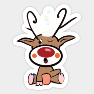 Rudolf First Snow (Red) Sticker